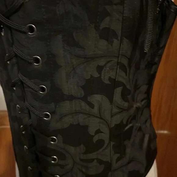 Gallery Serpentine Gothic Brocade Lace Up Corset Victorian Top - Picture 3 of 16